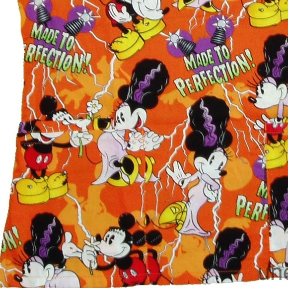 Halloween Scrub Top Mickey Minnie Mouse Bride NWT - Picture 4 of 5